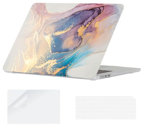 YOPAS Custodia Compatibile con MacBook Air 15 M3 2024 M2 2023, Plastica Cover MacBook Air 15 M2 M3 A2941 A3114 & Tastiera Cover & Protezione Schermo, Marmo B