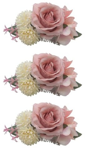 SANRLO 3 x Hochzeitshaarschmuck, Kunstblumen-Haarkämme, Braut-Haarnadeln, Haarspangen für Braut, Brautjungfern