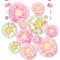 Seidenpapier Blumenpapierball Deko 9 Stück, Rosa Papier Blumenpapierball und Dots Papier Girlande, Party Dekorationen für Hochzeit, Babyparty Deko, Abschlussball, Geburtstag, Gartenparty deko
