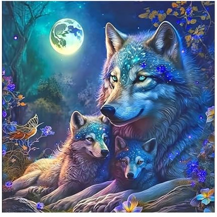 DCIDBEI 5D DIY Diamond Painting Wolf Wölfe 40x40cm | Malen nach Zahlen Wolf Erwachsene kreuzstich Anfänger Gemälde Groß Diamant Malerei Malen nach Zahlen Wölfe Tiere