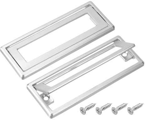 sourcing map 2 Pcs Flush Pull Handle, 3.8 Inch Hole Center Hidden Recessed Furniture Grip Cabinets Door Square Pull Ring Handles with Screws for Drawers Cupboard, 4.5 Inch Length, Silver