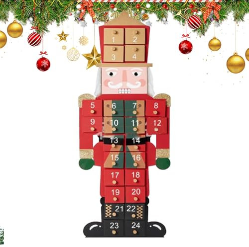 Christmas Nutcracker Countdown Calendar, Christmas Advent Calendar or Wooden Nutcracker, 24 Day Christmas Nutcracker Calendar and Figurines | Dec Tool