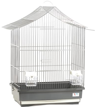 Vogelkäfig, Vogelheim, Vogelbauer, verchromt grau, 49 x 32 x 57,5 cm