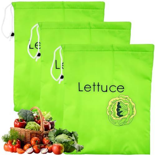 3PCS Green Banana Bag for Fridge,35 X 28cm Drawstring Storage Bag,Protects Fresh Fruit Vegetable in Fridge Keeps Fresher for Longer Drawstring Storage Bag Shockproof Vegetable and Fruit Shopping Bags