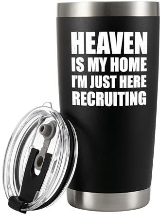Panvola Heaven Is My Home I'm Just Here Recruiting Pastor Tumbler 20oz | Funny Christian Gift from Churchmate Minister Vacuum Insulated Tumbler with Lid and Straw
