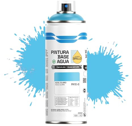 Etrexonline Pintura Spray Ecológica 400ml - Base Agua, Sin Olor - Para Muebles, Metal, Plástico y Madera - Colores Vivos y Permanentes, Cobertura Uniforme - Azul Claro, 1 unidad