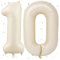 UDRKFOPK Beige Luftballon 10,Zahlen Luftballon Beige,40 Zoll Creme Weiß Folienballon 10,101cm Beige Zahlenballon 10 Helium Ballon Luftballon 10 Geburtstag für Geburtstagsdeko Kinder Mädchen Junge