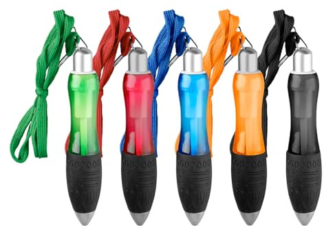 Tabanzhe 5PCS Wide Grip Ballpoint Pens, Black Ink Fat Barrel Pens with Lanyard,Comfortable Ergonomic Grip Writing Pens for Office Work Daily Use
