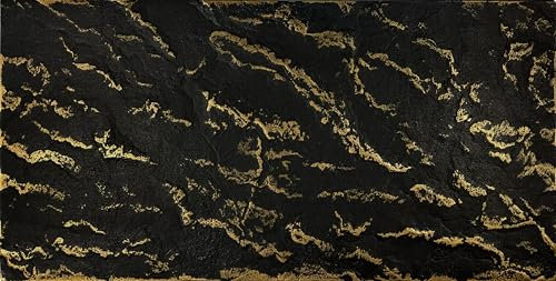 DECCART - Panneaux muraux 100x50 cm - Panneau mural decoratif 3d - Decoration deco murale Salon - Revetement decorative mural - Wall panel - Faux mur - Boulder Golden - 1 pièce (0,5 m²)