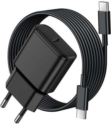 25W Chargeur USB C,Chargeur Rapide Samsung avec 2M Câbles,Charge Rapide pour Samsung Galaxy S25/S24/S23/S22/S21/S20/S20+/Note 20/10/9/8/A73/A53/A52/S10/S9,UBS C Secteur Mural Alimentation Prise-2 Pack