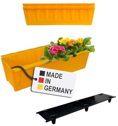 BURI 2 Euro-Paletten Blumenkästen-Einsätze inkl. Bewässerungsmatte | 37,3cm Gelb | Pflanzkasten für Europalette Palette | Balkonkasten | Blumentopf | aus stabilen Kunststoff | Made in Germany