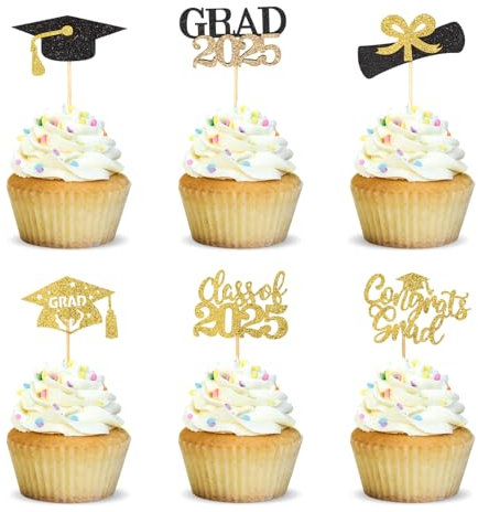 30 Stück Graduation Deko Cupcake Topper,Bachelor Geschenk Graduation Hat Abi 2025 Deko,Glitter Bachelor Deko Doktorhut,Abschluss Tortendeko Cake Dekorations (30)