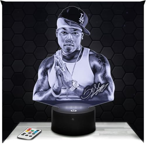 Lampephoto.fr - 3D Lamp 50 Cent American Rapper Singer, Touch LED Night Light, 3D Hologram Effect, Christmas Birthday Gift Idea for Men and Women, Bedroom Decoration Object