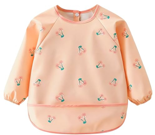 ChAusa Divertidos Babero Bebe Impermeables, Suave Babero Mangas Impermeable | Baberos Bebe Unisex para Niños de 6 Meses a 2 Año Lavable a Máquina, ,Ideal para Alimentación