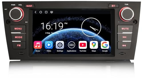 Android 16 Qualcomm 4GB 64GB Radio Coche CarPlay & Android Auto para BMW Serie 3 E90 Berlina E91 Touring E92 Cupé E93 M3 Bluetooth 5.1 Pantalla Táctil Navegador GPS SWC WiFi Canbus Dab+DVR
