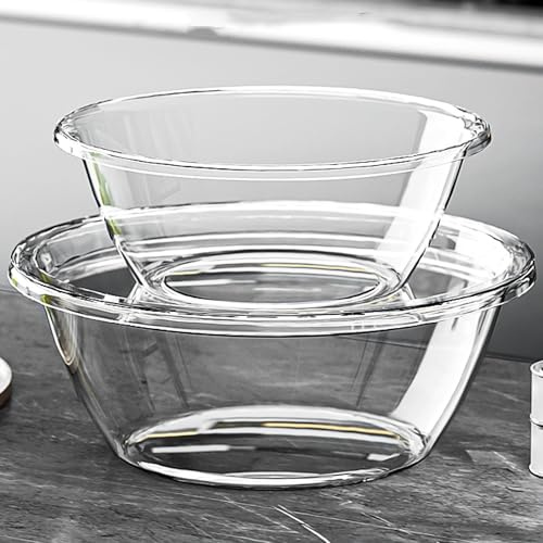 DZGUAI Large Plastic Mixing Bowl with Lid for Bread Making Food Prep Baking & Storage Multi-Use Set Sourdough Salad（5L+3L）