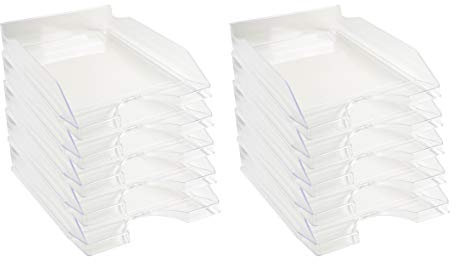 Exacompta 12323D 10er Pack Premium Briefablage Ecotray DIN A4. Ideale Briefkörbe für Ihre Organisation. Robuste und stapelbare Ablagekörbe glasklar