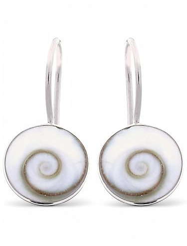 MadamLili - 925 Sterling Silber Ohrringe mit Shiva Auge Muschel – Hypoallergen, Maritimer Naturschmuck, Geschenk für Frauen, Beste Freundin & Geburtstag