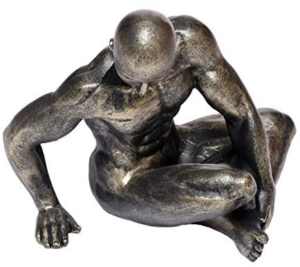 Brillibrum Design Moderne Dekofigur Athlet Sportler Akt Skulptur in Pose Figur Mann muskulös Dekoration (Variante 2 - Gold)