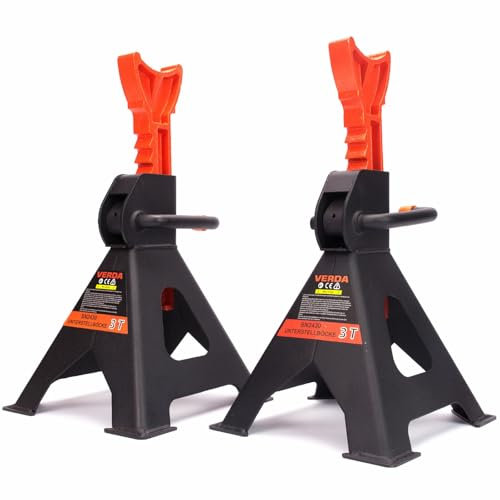 2X Unterstellböcke 3T, 295-425 mm, Wagenheber Ständer Modellwahl Wagenbock Werkstattstände Profi Reifenwechsel Abstellbock Auto Heber PKW Wohnmobil ideal für Reifenwechsel SN2430