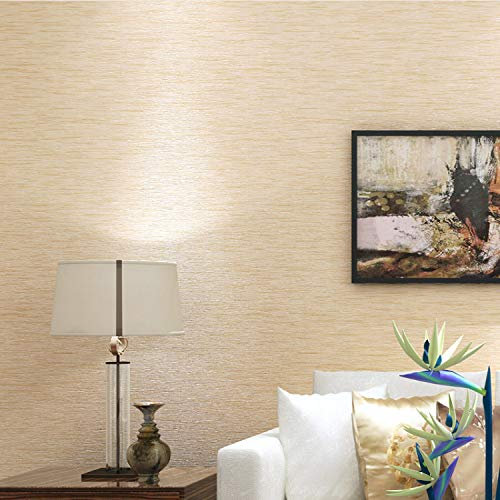 qingci Non-Tissé Linge Imitation Motif De Paille Papier Peint pour Chambre Salon TV Papiers Peints Décor À La Maison Moderne 3D Beige10*53cm