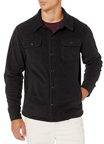 Amazon Essentials Giacca Camicia Invernale in Pile Polare a Maniche Lunghe Uomo, Nero, XXL