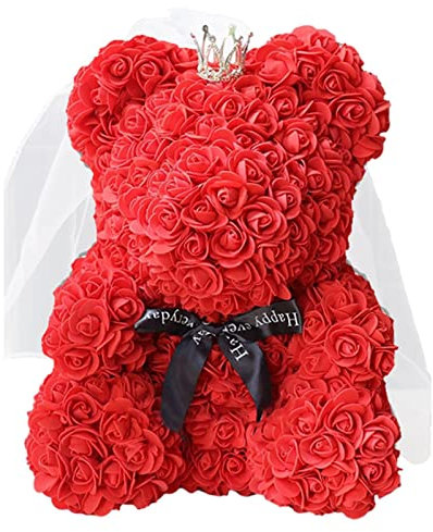 Rose Bär Rose Flower Bär Handgemachter Teddybär 40cm, Künstliche Rosenblumenbär Romantisch Rosen Teddybär Geschenk Für Muttertag, Valentinstag, Braut, Hochzeiten