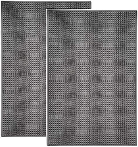 Highball & Chaser Bar Mat, 45cm x 30cm x.8 cm Thick Durable and Stylish Bar Mat for Spills. Non Slip, Non-Toxic, Service Mat for Tea, Bars, Restaurants, Coffee, and Counter Top (2 Pack, Gray)