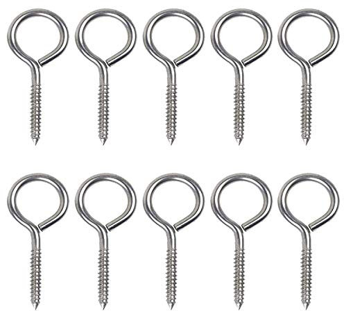 Drenky 10 pezzi M4 x 50 Vite Occhielli Ganci avvitabili Acciaio inossidabile 304 Gancio a Vite Golfari Con filo di legno vite ad anello autofilettante Può essere usato all'interno o all'aperto