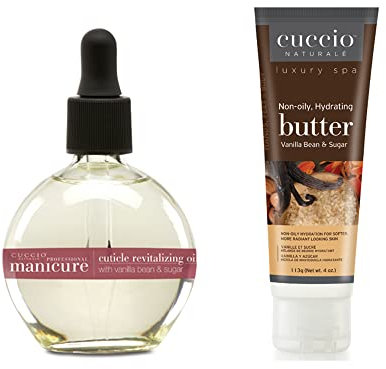 Cuccio Vanilla Bean & Sugar Hydration Essentials Kit- 75ml Cuticle Oil & 4oz Butter Tube, Grey