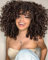 YEESHEDO Dunkelbraun Afro Perücke Braun Brazilian Synthetische Brasilianisches Verworrene Lockige Natürliche Haar für Frauen, Kinky Curly mit Pony kurze Perücken für Schwarze Damen