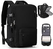 Handgepäck Rucksack 45X36X20 für Easyjet Reiserucksack Wasserdichter Unter Dem Sitz Handgepäck Rucksack Flugzeuge Reisetasche Weekendertasche Wanderrucksack Lässiger Tagesrucksack,A1-Schwarz
