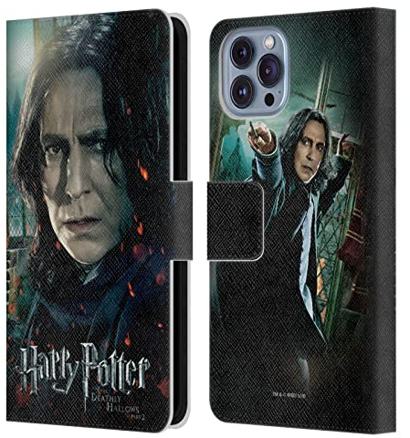 Head Case Designs Officially Licensed Harry Potter Severus Snape Deathly Hallows VIII Leather Wallet Case Compatible With Apple iPhone 14