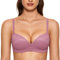 DOBREVA Women's Push Up Bra Plunge Wireless Comfortable T Shirt Padded Bras Smoke Rose 36D