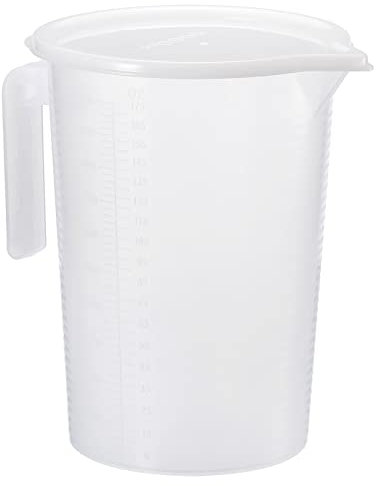PATIKIL Graduated Beaker, 5000ml PP Plastic Liquid Measuring Cup Double Sided Graduations with Handle Lid and Spout for Lab Kitchen Home