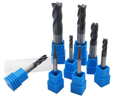ASZLBYM 8pezzi 2-12mm Kit fresa CNC da, fresa a 4 taglienti in acciaio al tungsteno al carburo, utensile a codolo cilindrico per trapano rotante di fresatura.