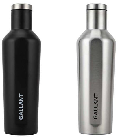 Gallant Water Bottle - 500ml Stainless Steel BFA-free Insulated, 12hrs Hot & 24hrs Cold - Leakproof & Reusable Thermal Bottle for Work, Gym, Running, and Sports Silver