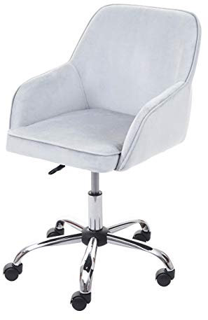 Mendler Bürostuhl HWC-F82AM, Schreibtischstuhl Chefsessel Drehstuhl, Retro Design Samt - grau