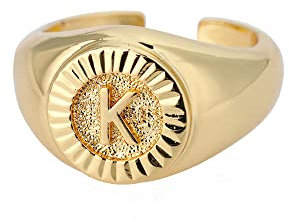 Offene Vintage-Siegelringe, Initiale K, Verstellbare Größe, Runder Ring, Einfacher Stil Für Frauen, Mädchen, Muttertag, Valentinstag, Geburtstag, Geschenke Für Sie, Party, Weihnachten, Schmuckg