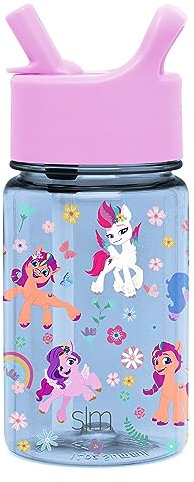 Simple Modern My Little Pony Kinder-Wasserflasche, Kunststoff, BPA-frei, Tritanbecher mit auslaufsicherem Strohhalm-Deckel, wiederverwendbar und langlebig, für Kleinkinder, Mädchen, Summit Collection,