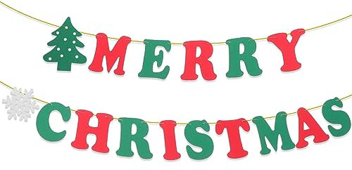 Supvox 15stücke Merry Christmas Bunting Banner Teiliges Weihnachtsdekor Aus Filz Und Band Für Innen Und Außendekoration Für Partys Zuhause Bäume