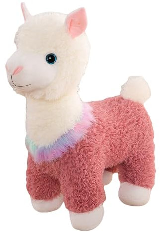 Herfair Alpaka Kuscheltier, Alpaka Plüschtier Plushies Weiches Alpaka Stofftier Lama Kissen Geschenk für Kinder Mädchen Jungen (Rosa,28 cm)