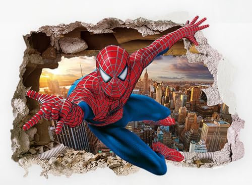 2-stücke Von Cartoon Anime Gebrochene Wand Spider Man Aufkleber, Entfernbare Selbstklebende Und Nicht Klebende Dekorative Wandaufkleber Für Schlafzimmer Und Wohnzimmer, 57,88cm