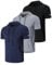 HUAKANG 3er Pack Sport Shirt Männer Sport Tshirts Herren Schnelltrocknend Atmungsaktiv Laufshirt Kurzarm Sport Fitness Hoodie mit Handytaschen(550-Black Gray Navy-XL)