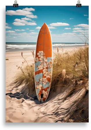 Generisch Vintage Poster 50x70 Hochformat Retro Surfbrett aus den 60er Jahren Küsten-/Strand-/Meer Reisemotiv