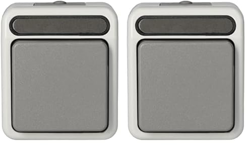 Schneider Electric Merten MEG3150-8029 Taster Aufputzschalter 1 fach, Schließer 1-polig, lichtgrau, Feuchtraum Schalterprogramm AQUASTAR Merten (Packung mit 2)