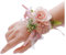 Pmnzdy 2 pièces Poignet Fleurs de Mariage Bracelet Main Fleurs de Mariage mariée Demoiselle d'honneur décoration Accessoires Poignet Fleurs Bracelet pour Les Femmes et Les Filles Rose