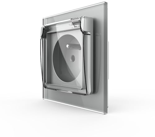 LIVOLO Prise de courant AC avec panneau de verre étanche et de mise à la terre, prise murale française standard,2 Paquets,16A,Gris