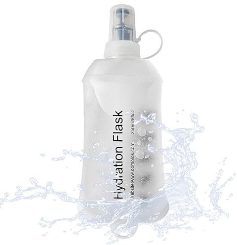 J.CARP 250ml Soft Flask Running Water Bottles, TPU Foldable Running Hydration Flask for Hydration Pack Cycling Hiking Climbing Outdoors Motorbike White