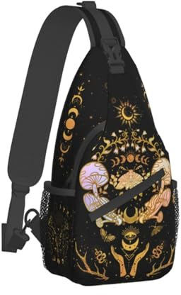 Moth Moon Crossbody-Taschen, Hexen-Reise-Crossbody-Taschen für Damen, Sonne, Mond, Hippie, Pilz, Gothic, Hexe Geschenke, Schwarzmotte